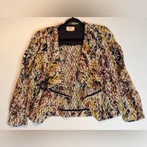 ba&sh Ilda Multi-Color Chunky Knit Open Front Waterfall Jacket Blazer - Size 10
